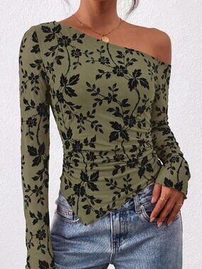 Womens Off Shoulder Mesh Y2k Tops